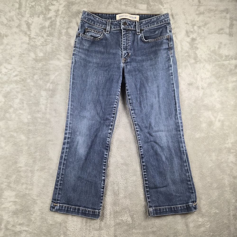 Gap Boot Cut Capri Jeans Womens 8 Regular Blue Denim Stretch Cropped Y2K 28x23
